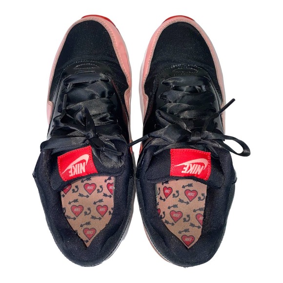 Nike Air Max 1 QS GS Valentine's Day Black Red Pink Sneaker 7Y 8.5W AO1026-001 - Picture 10 of 12